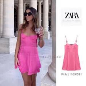 Zara Pink Ruched Mini Sundress Size Xs NWT